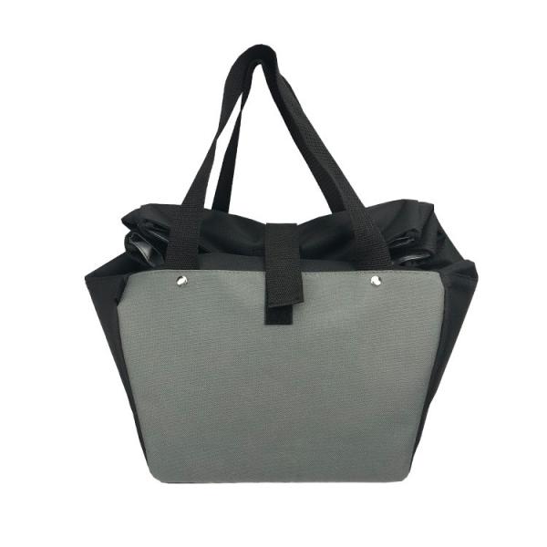 Black And Grey Polyester Tote Bags With Thread Gluing for Shopping