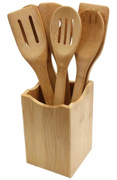 Professional Grade Bamboo Utensil Set Eco Friendly With Ergonomic Handle