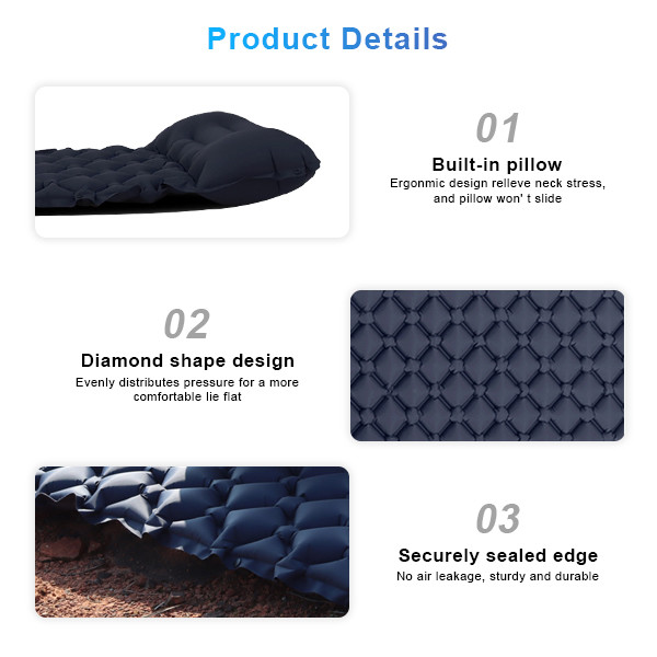 Waterproof TPU Outdoor Sleeping Pad Hiking Mat 5cm Inflatable Camping Pad