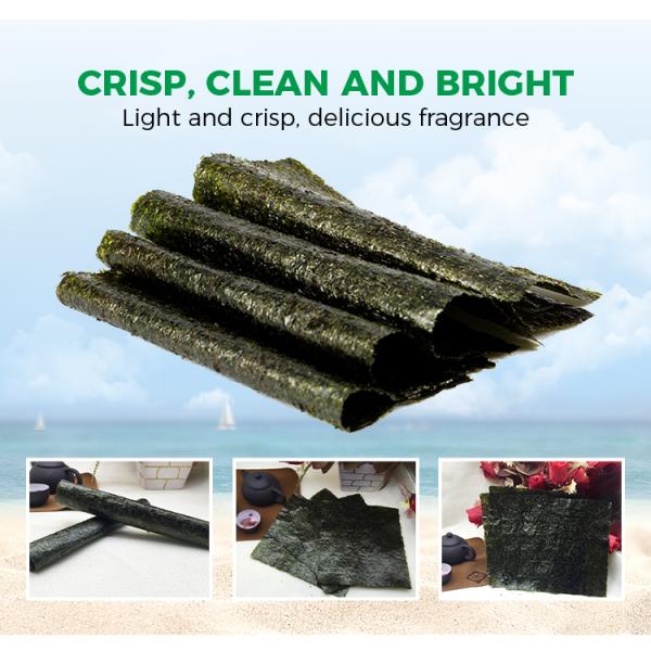 Silver Grade 10Sheets Sushi Nori Certified Dark Green Hand Roll Temaki Roasted Sushi Nori Seaweed Wrapper