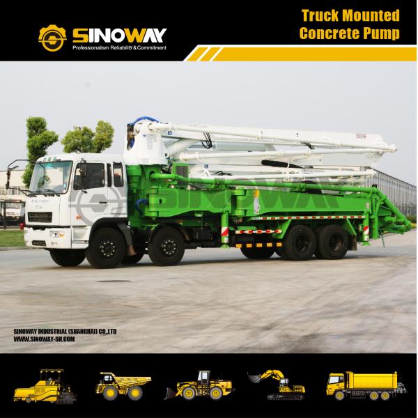 Medium Truck Mounted boom Concrete Pump Germany REXROTH 380HP Remote Control