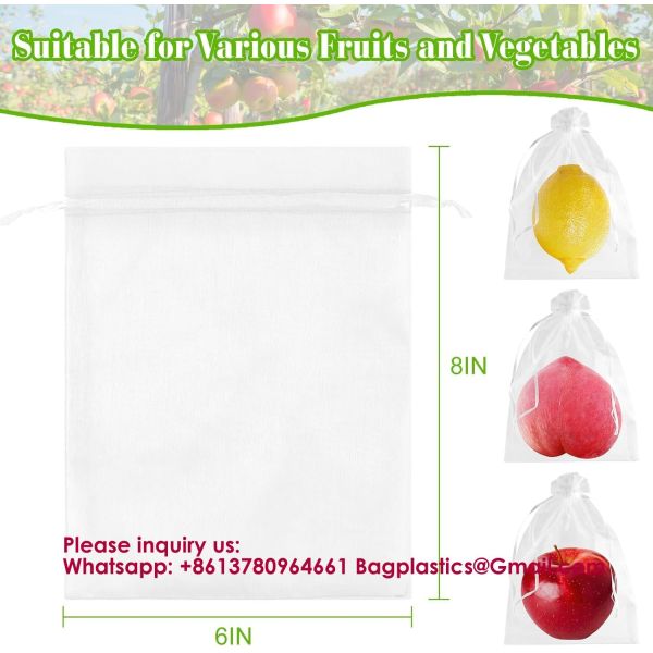 Garden Fruit Protection with Drawstring Reusable Netting Mesh Bags Fruit Netting Bags Fruit Trees Fruit Cover Mesh Bag With Drawstring, Netting Barrier Bags Grapes Mango Fruit Trees Veggies Garden