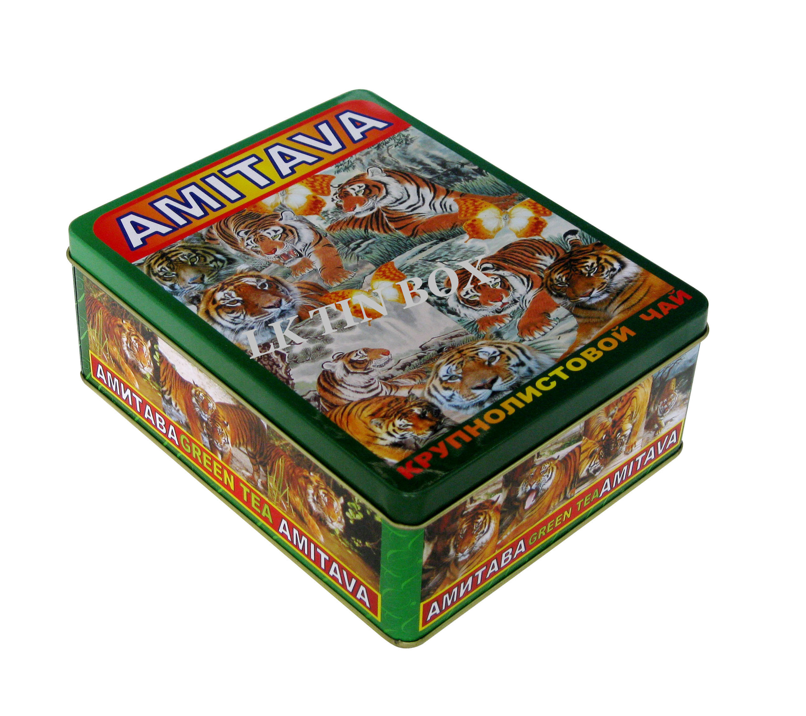 Amitava Russia Green Loose Tea Tin Box Packaging , Tea Tin Can For Gift
