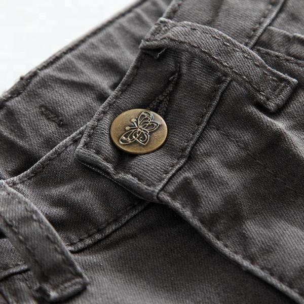 Med Grey Kids Denim Clothes Baby Girl Jeans Pants With Stretch Adjustable Waist