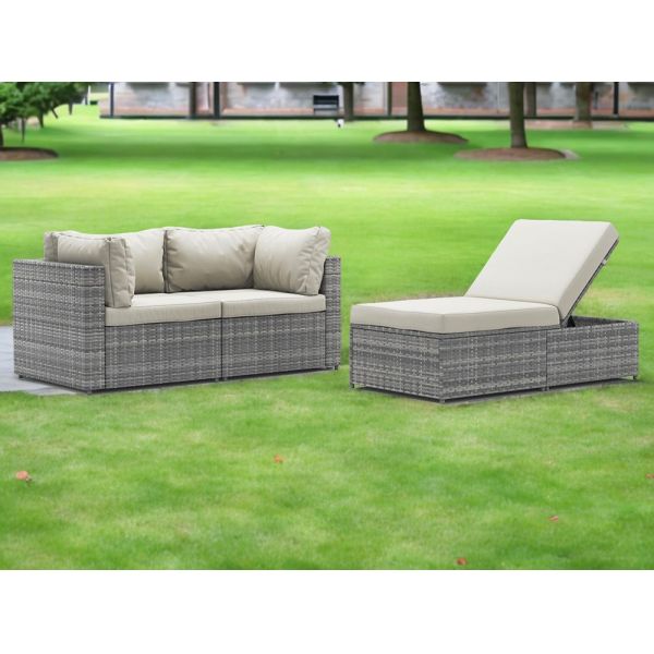Rattan Outdoor Garden Lounge Hot Sale Wicker PE Waterproof Custom Rattan Sofa and Lounger Set Multi Function Outdoor Furniture