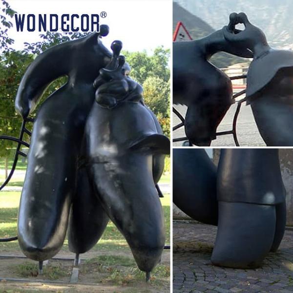 3D литье Бронзовая скульптура Металлическое искусство Жирная женщина Семья