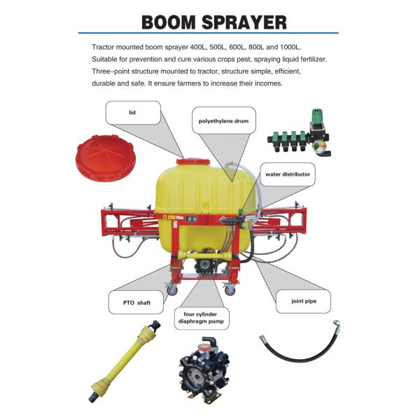 OD 30 Inch Tractor Mounted Agricultural Boom Sprayer 80hp 3W-800-12