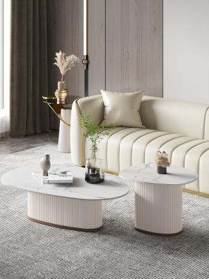 120*80cm Round Pedestal Coffee Table Marble Plate OEM With Wooden Base