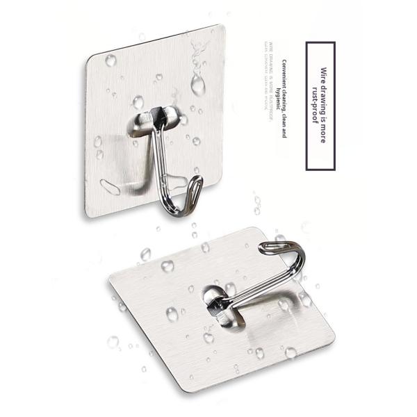 Smooth Edge Strong Bearing Capacity Stainless Steel Adhesive Hooks for Bathroom, Kitchen and Living Room