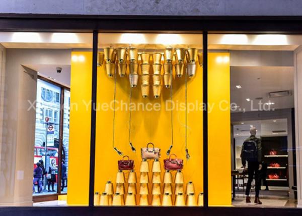 Gold Color Decorative Resin Bobbin Statues , Window Decorations For Retail Stores