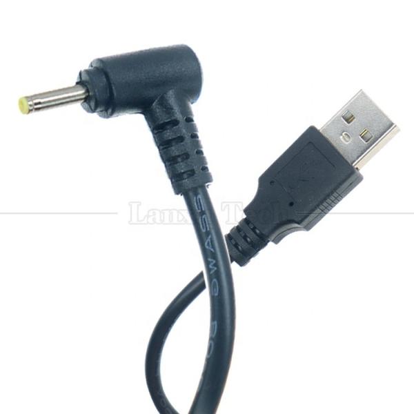 90 grados en ángulo recto USB A macho al barril Jack DC 2.5x0.7mm 3.5x1.35 5.5x2.5 5.5x2.1mm Cable de carga