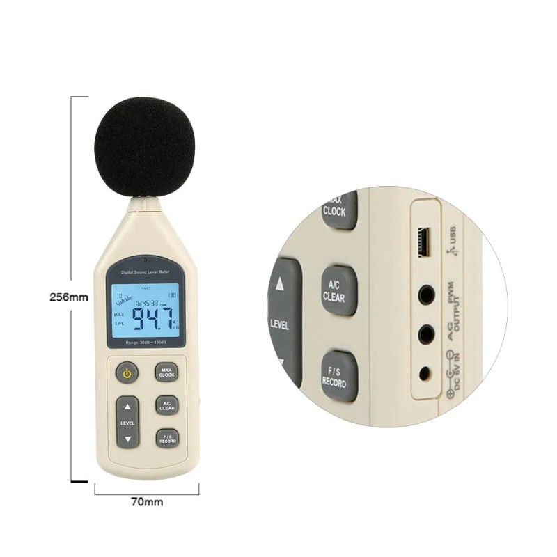GM1356/GM1357/GM1358 Sound Level Meter with 30-130dB Range, ±1.5dB Accuracy, and A & C Frequency Weighting