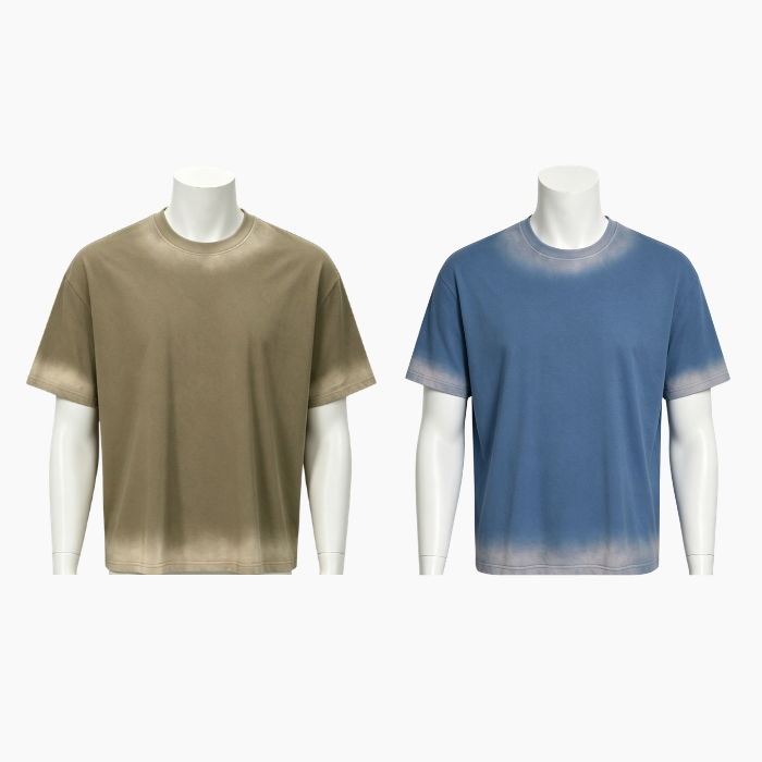 210G Cotton Spray Marble Gradient Oversized Drop Shoulder Multi-Season Tee 6