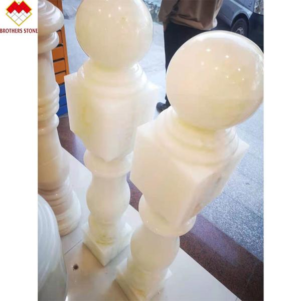 White Onyx Marble Stone Granite Railing Handrail Balauster Balustrade for Stair in Apartment