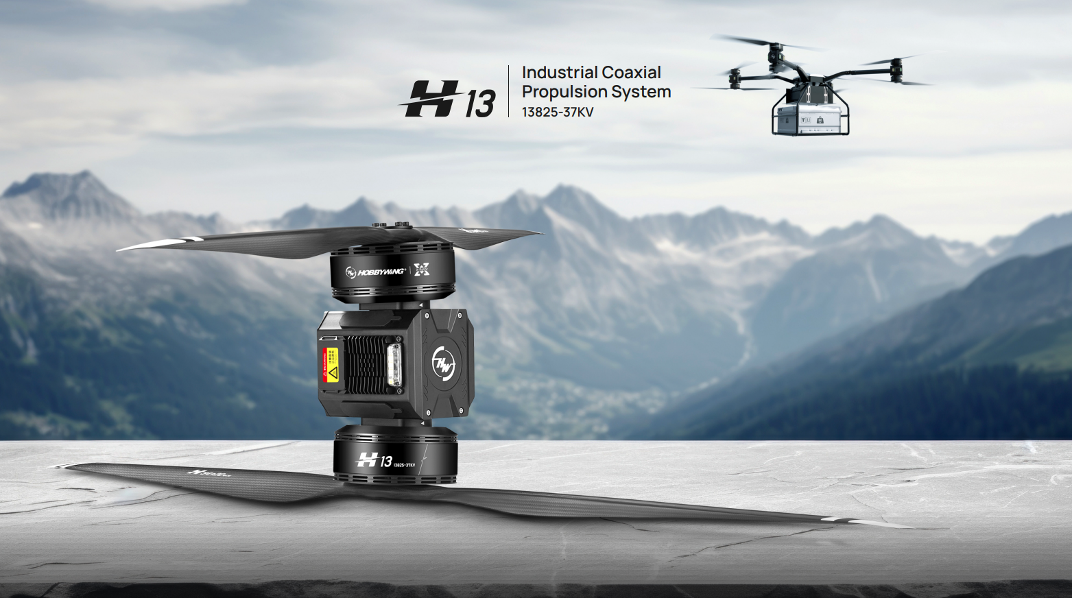 High Altitude 4KW Hobbywing H13 Coaxial Combo 45kg Rated Thrust Cw Ccw Large Brushless Motor Drone Engine With 57 Inch Propeller