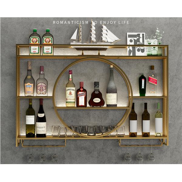 Rustproof Golden 140cm Length Metal Wine Rack Wall Mounting