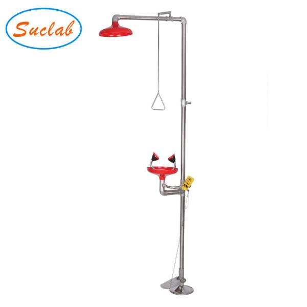 Vertical Portable Lab Emergency Shower , Wall Mounted Eye Shower For Laboratory