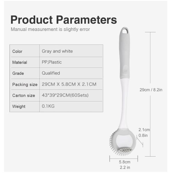 Двойная бортовая щетка чистки кухни, серая щетка чистки с пластиковой головой руки ТПР