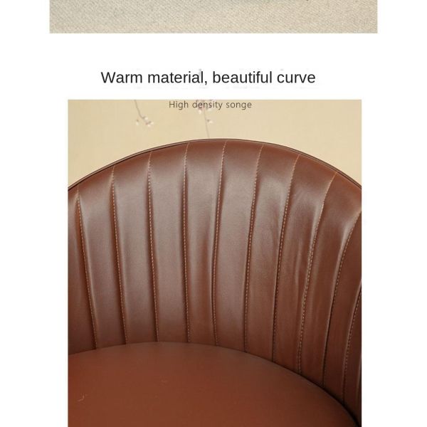 Retro Single Sofa Chair Balcony Leisure Backrest Chair Living Room Salon Comfortable Leather Seat Solid Wood Frame Accent Chair