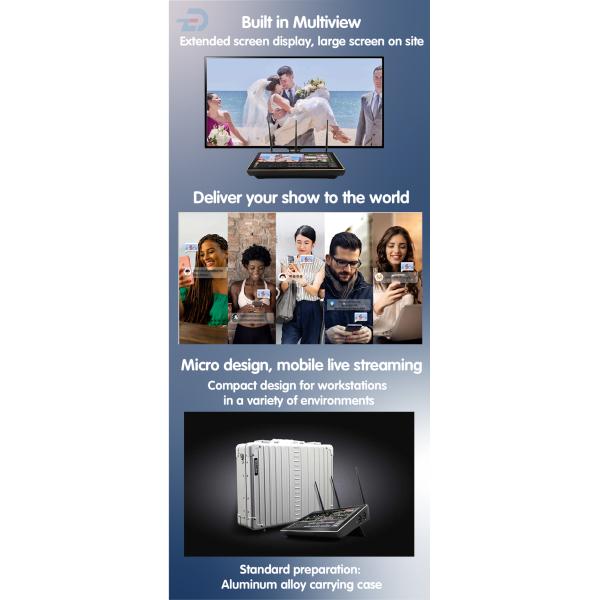 11Equipamento de transmissão ao vivo de câmera múltipla com tela sensível ao toque para igreja