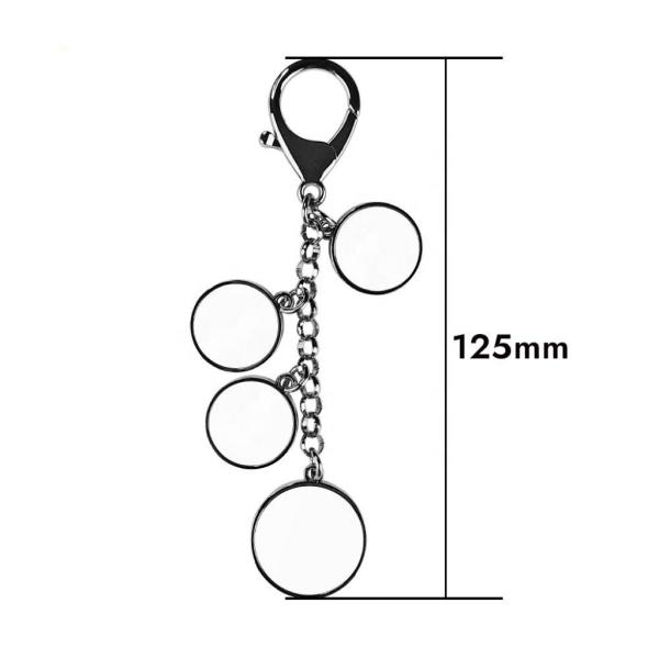 Zinc Alloy Sublimation Blank Metal Key Chain Custom Logo With 4 Round Charms Sublimation Keychains