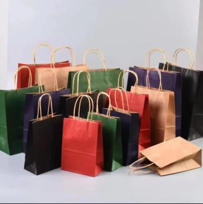 Recyclable Brown Kraft Paper Shopping Bag Packaging With Handles CMYK Color