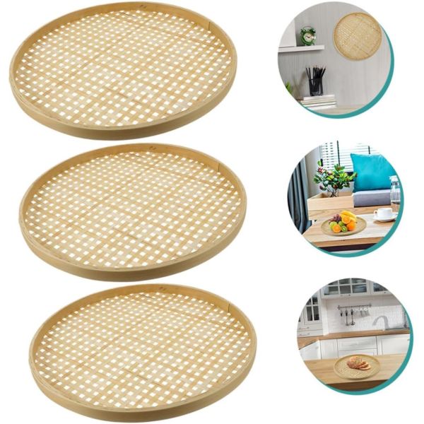 Bamboo Sieve Round Baskets Woven Storage Baskets Woven Tray Fruit Rattan Tray Fruit Natural Bamboo Colander Weaving Sieve Vegetable Food