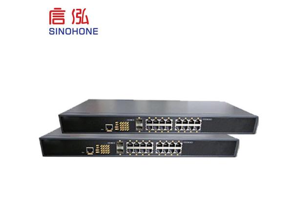 Black Aluminum 16 Port Network Switch , Fiber Converter Switch High Stability