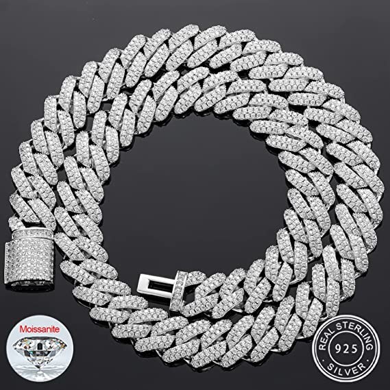 Ширина Майами кубинськая цепная 13mm цепи 925 NGTC Moissanite кубинськие стерлинговая серебряная