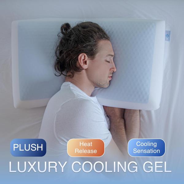 Removable and Washable Cooling Gel Memory Foam Pillows for Side Sleepers Square Shape