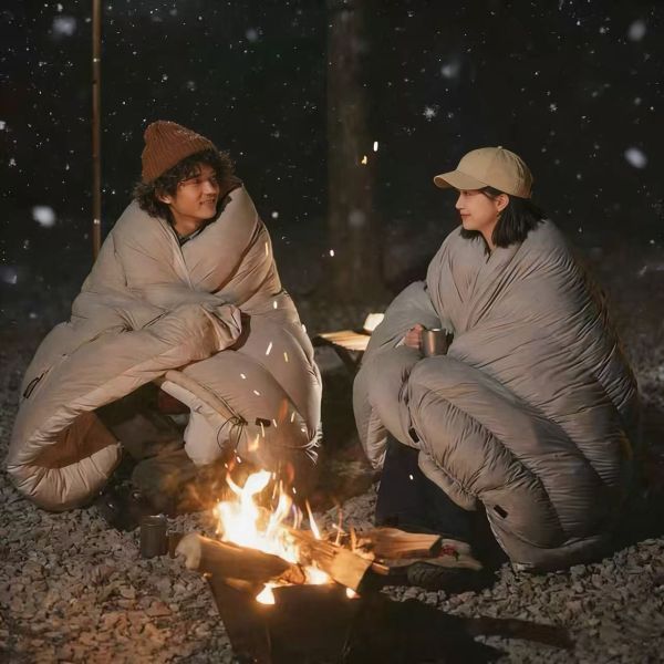 Cedar-Infused Duck Down Sleeping Bag for Adults, Winter Camping - Thickened & Coldproof, Rated for -10°C / 14°F Tent Use