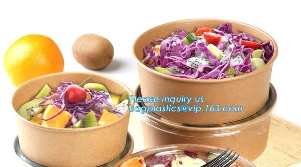 Salad Cup, Soup Cup, Salad Bowl, Soup Bowl, Large Capacity Disposable Kraft Paper Bowl With Paper Lid Eco Takeaway Food