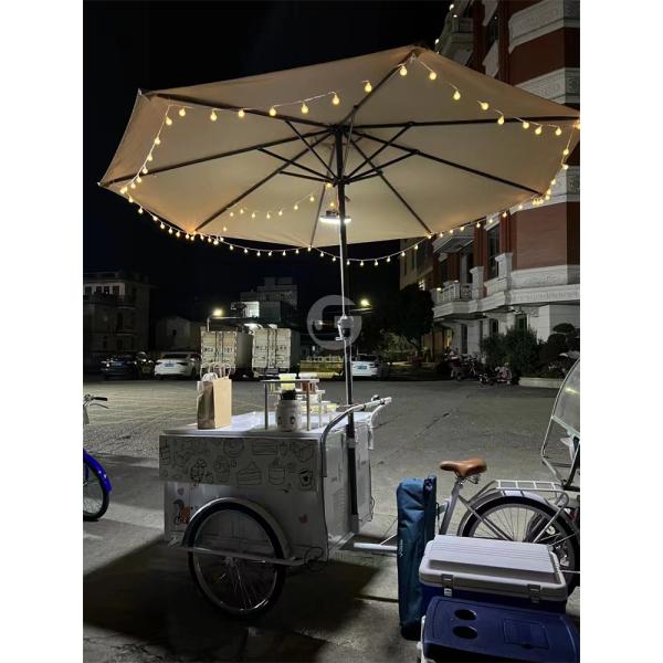 100kg Retro Coffee Bike for Street Mobile Coffee Trike Shop Bicycle Fast Food Cart Bike