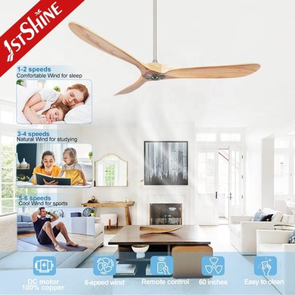Ventilador de teto de 60 polegadas com controle remoto e vento natural