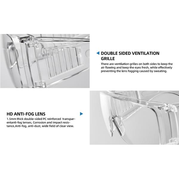 Windproof Medical Protective Goggles , Plastic Clear Medical Safety Glasses