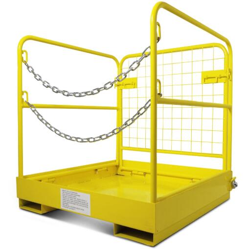 Extra Height Hanging Work Platform Forklift Basket Safety Cage Yellow Color