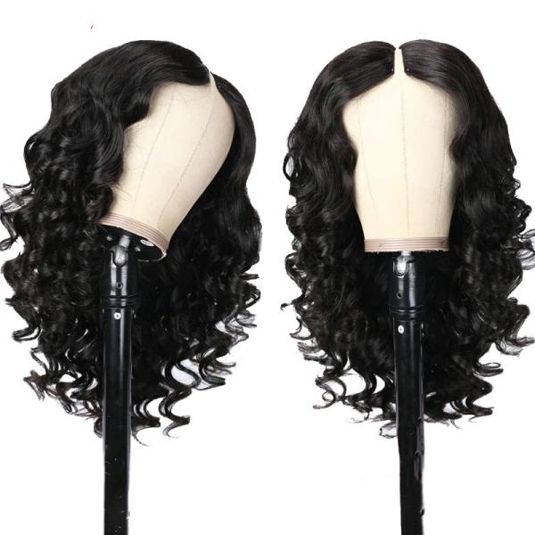 None Lace Wigs V Part Cambodian Hair Wig Body Wave Human Raw Hair No Leave Out Gluless