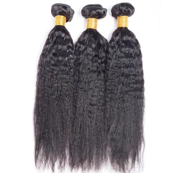 Brazilian / Peruvian Kinky Straight Virgin Human Hair Bundles With Natural Color