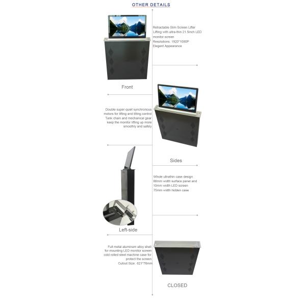 All In One Computer LCD / LED Monitor Screen Motorized Pop Up Lifting Mechanism 21.5 Inch