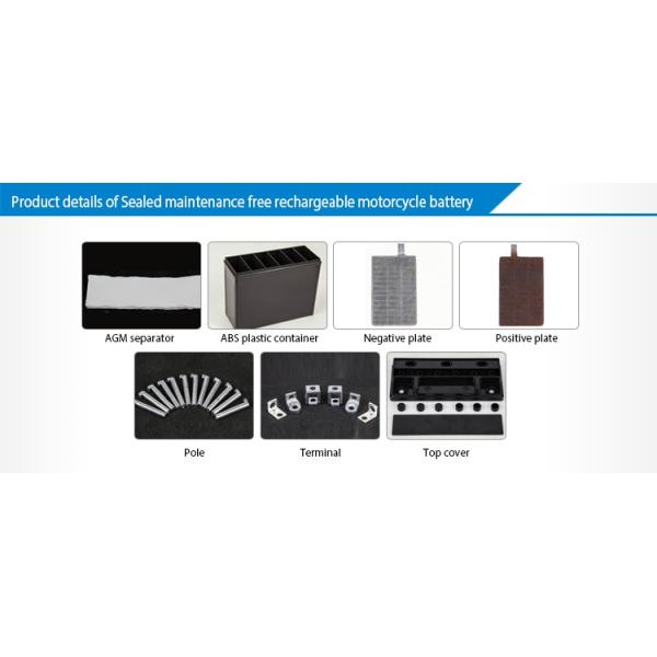 High Amp Motorcycle Battery ABS Plastic Container , 12 Volts Motorcycle Battery