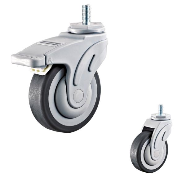 TPR 5 Inch Threaded Stem Casters , 135kg Loading Hospital Bed Caster Wheel