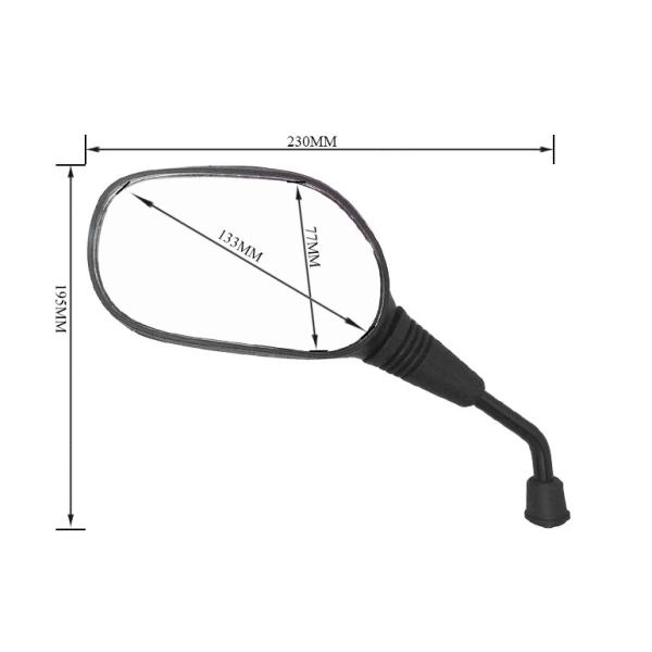 Black Plastic Motorcycle Spare Parts Motorcycle Side Mirror Universal Type 63x98mm