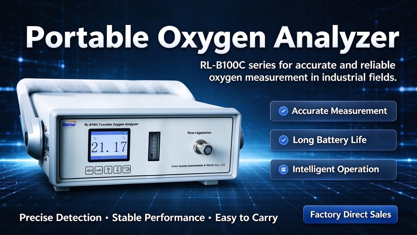 Industrial Portable Gas Analyzer O2 Purity Detector With LCD Display Metal Construction