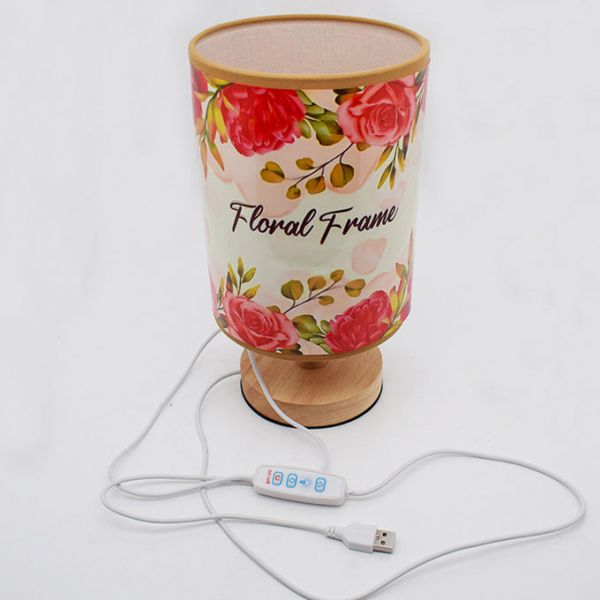 Personalized Wood Base Desktop Sublimation USB Night Lamp Light With Printable PET Film For DIY Printing