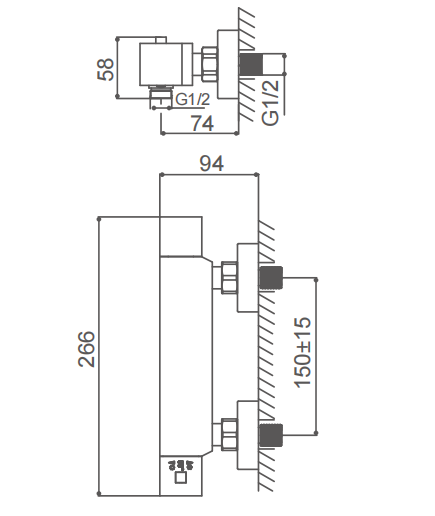Интеллектуальный латунный термостатический смеситель для ванной комнаты с горячей и холодной водой 266 мм