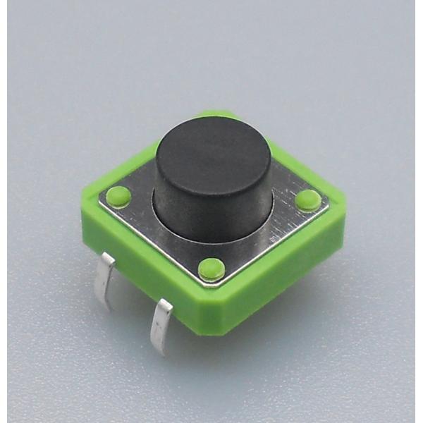 12 Mm X 12mm Tactile Switch Thru Hole Red House 0.5mA Current Rate With Black Button