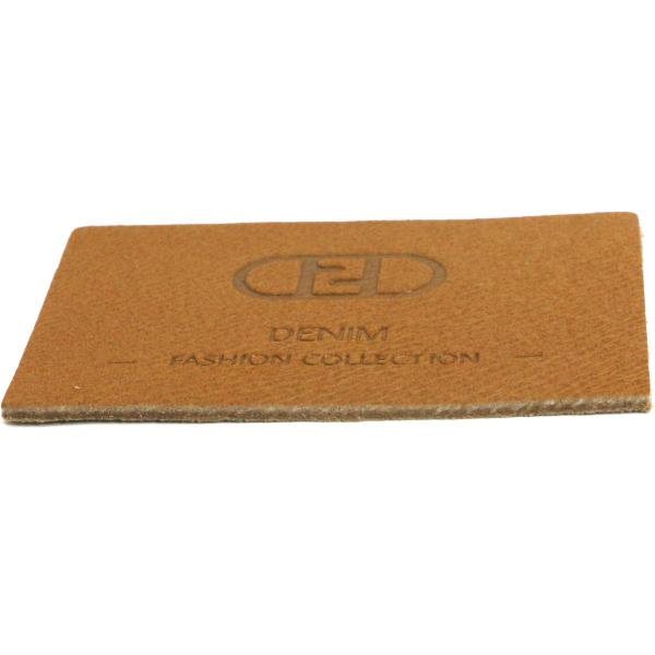 Brown Leather Patches For Clothes Voltage Logo 8cm×5cm Size ODM