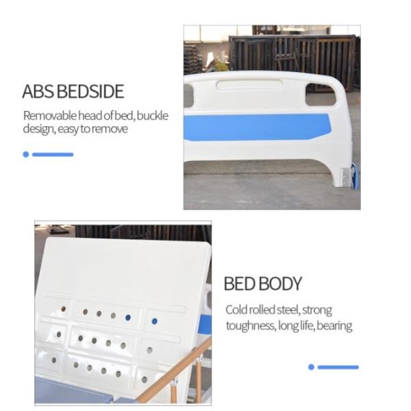 ISO 9001 2 Handles Manual Nursing Bed Detachable Head