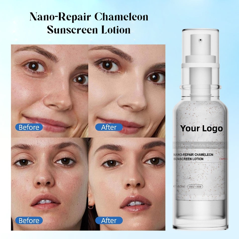 OEM ODM brand customized anti-aging UV coloring sunscreen SPF 50 waterproof physics+facial moisturizer sunscreen lotion