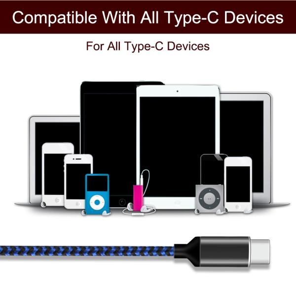 Blue Type C Fashion Braided Usb Cable Durable Nylon Braided Rapid Charging